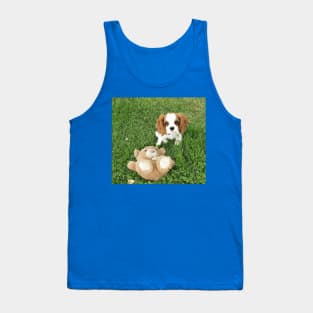 cavalier king charles spaniel blenheim puppy with toy Tank Top